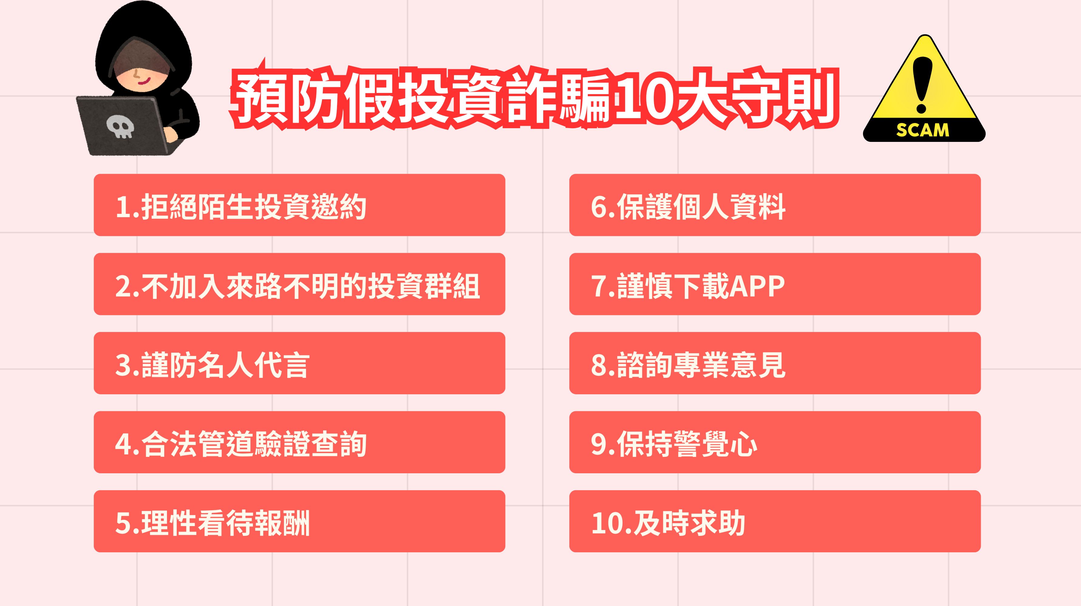 預防假投資詐騙10大守則